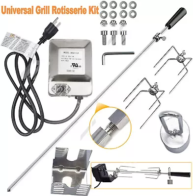 4W Electric Rotisserie BBQ Grill Roaster Spit Rod Camping Chicken Pig Motor Kit • $59.99