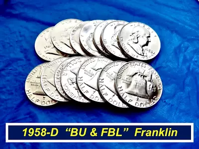 Gem 1958-D Franklin ➪  BU  ➪ FBL ➪ Bright Original Mint Luster ➪ R1.58D • $2.36