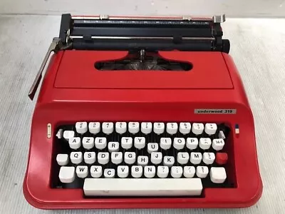 Vintage Black & Red Underwood 319 French Typewriter • With Case SPARES/REPAIRS  • £59.99