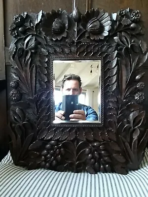 A Superb And Unique 19th Century Carved Walnut Mirror • £285