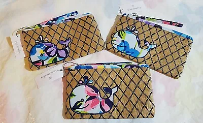 VERA BRADLEY Beach Wristlet Wrist Strap Zipper Top MARIAN FLORAL $39 Whale • $22.50