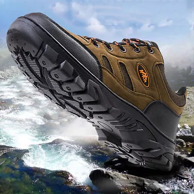 Mens Casual Hiking Boots Outdoor Waterproof Walking Mesh Trekking Trainers Shoes • £21.22