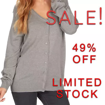 £6.99 • Buy Ladies Womens Boyfriend Cardigan Button Up Top Long Sleeve Classic Knitted XS-XL