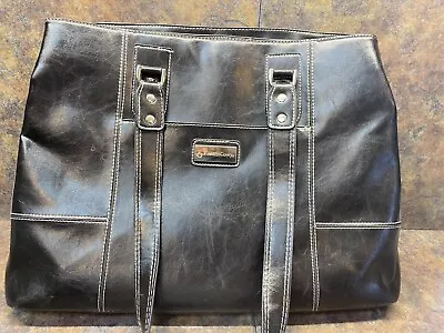 Franklin Covey Faux Leather Laptop Briefcase Tote Purse Bag Black 737515 • $29.99