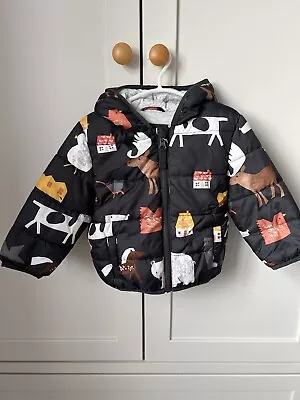 Marks And SpencerPuffer Jacket Coat Toddler 9-12 Months Black Hooded • £9