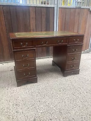 Reproduction Pedestal Desk With Drawers Key And Leather Top • £140