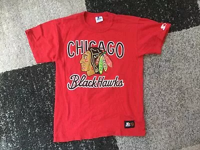 Vintage Starter Chicago Blackhawks NHL Hockey T Shirt Size M Medium Kane Bedard • $24.99