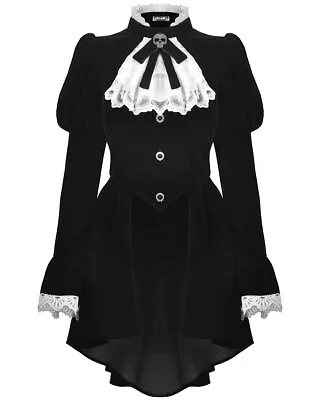 Dark In Love Gothic Lolita Doll Frilled Cravat Jacket - Black & White • £53.59