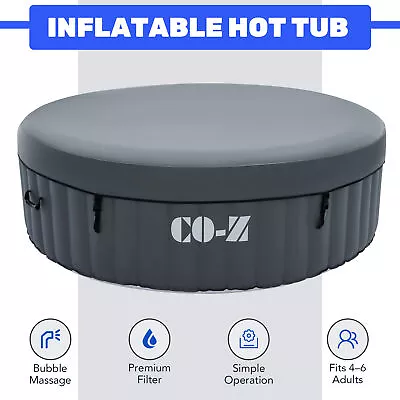 Portable 7 Ft Round Hot Tub 6 Person Inflatable Adult Pool With Cover Pump Gray • $391.63