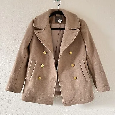 J. Crew Majesty PeaCoat Wool Blend Sandstone Women Size 4P • $129.88