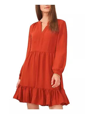 VINCE CAMUTO Womens Orange Pullover Unlined Bodice Cuffed Sleeve Split Dress XL • $20.99