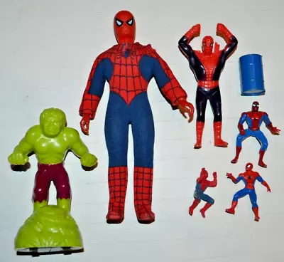 Vintage 1972 Mego Type 1 Spiderman 1979 Hulk Lot Of 6 Loose Figures Marvel !!!!! • $27.99