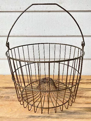 Vintage Wire Egg Basket Gold Vein Home Decor Farmhouse Storage Basket Gifts • $162.90