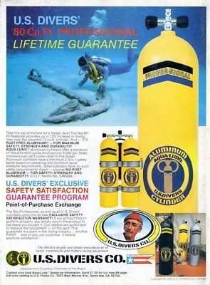 1975 U.S. Divers PRINT AD Scuba Diver Buoyancy Control Vest Tanks Fins MasksThis • $14.99