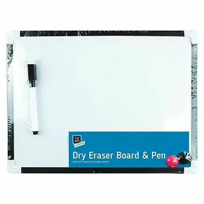 A4 DRY WHITE BOARD Wipe Magnetic Whiteboard Mini Office Notice Memo Pen & Eraser • £3.20