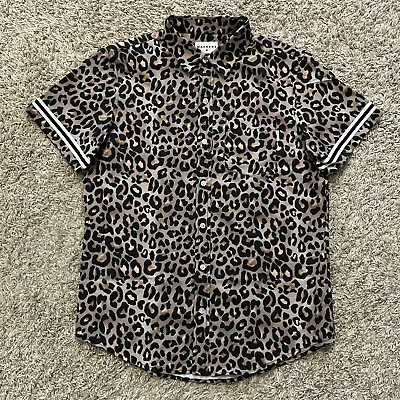 Mavrans Weekend Leopard Game Recoco Short Sleeve Button Up Shirt Medium • $40