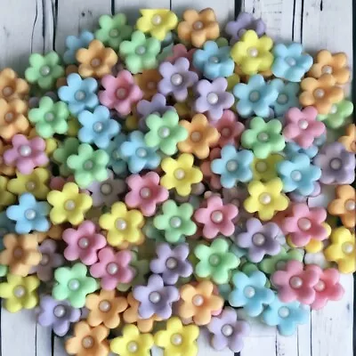 50 Edible Pastel Fondant Sugar Flowers Cake Toppers Wedding Birthday Baby Shower • £5.99