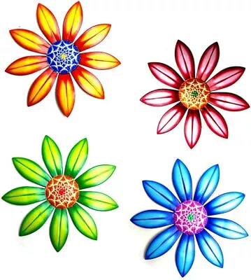 4Pcs Metal Flowers Wall Art Decor Wall Flower Sculpture Hanging Decor For Garden • $5.99