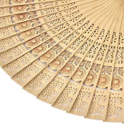 £2.74 • Buy Chinese Folding Bamboo Original Wooden Carved Hand Fan Fit Wedding PartyZHWIP Dz