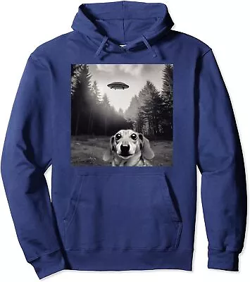 Alien UFO Funny Dachshund Dog Unknown Abduction Unisex Hooded Sweatshirt • $34.99