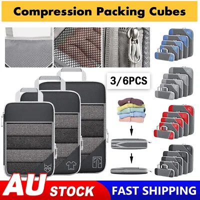 6Pcs Compression Packing Cubes Expandable Storage Travel Luggage Bags Organizer • $25.99