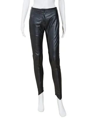 Manning Cartell Black Leather Pants  Skinny Stretch Designer Fitted Size 8 • $129