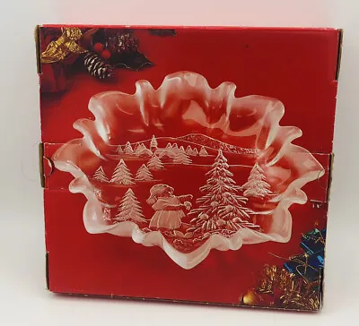 Mikasa Christmas Story Bon Bon Plate Frosted Candy Dish Tree Party Xmas W Box • $5.99