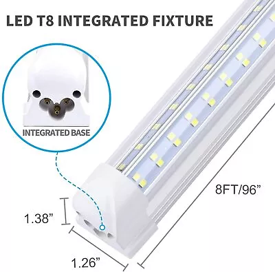 144W 8FT LED Tube Light Bulbs Integrate 8' 4 Row V Shaped LED Shop Light Fixture • $175