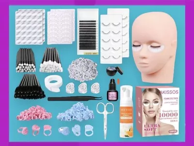 Beauty🌺 Eyelash Extension Kit With Mannequin Head Practice Lashes Makeup • $30