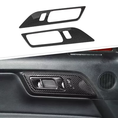 Interior Door Handle Panel Trim Cover Decor For Ford Mustang 2015+ Carbon Fiber • $19.99