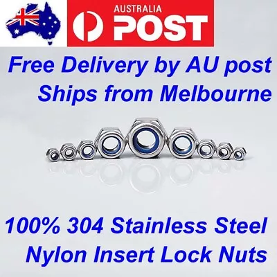 M3 M4 M5 M6 M8 M10 M12 Stainless Steel 304 Hex Nyloc Nut Nylon Insert Lock Nuts • $9.50