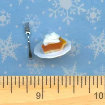 Dollhouse Miniature One ( 1 ) Slice Of Pumpkin Pie & Fork • $2.99