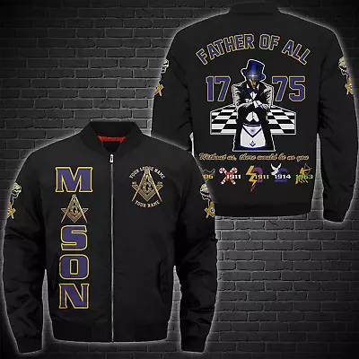 Custom Mason Brotherhood Of The World Father Of All 1775 3D Bomber Jacket S-5XL • $44.59