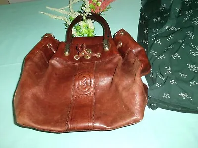 Vintage Italian Leather Marino Orlandi Cognac Colored  Bucket Handbag • $45