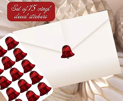 Red Holographic Bell Stickers. Envelope Seals • £1.89