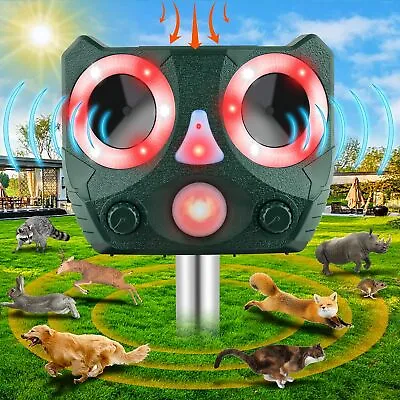 Upgraded Solar Ultrasonic Animal Repellent Dog Cat Skunk Deer Raccoon For Garden • $19.98