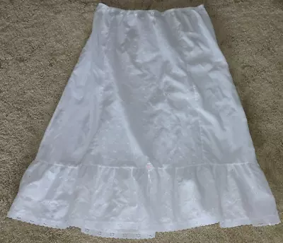 Vintage Lady Manhattan 30  White Eyelet Cotton Half Slip Petticoat 3x • $25