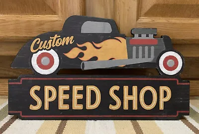 Custom Speed Shop Wooden Sign Vintage Style Wall Decor Rat Rod Garage Gas Oil • $25