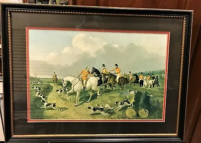 J.F. Herring Signed 1858  Hunting Scene Dogs Horses Men Nice Frame 23.5 X 17.5  • $55