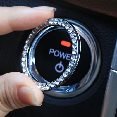 Car SUV Decorative Silver Accessories Button Start Switch Diamond Ring Universal • £2.93