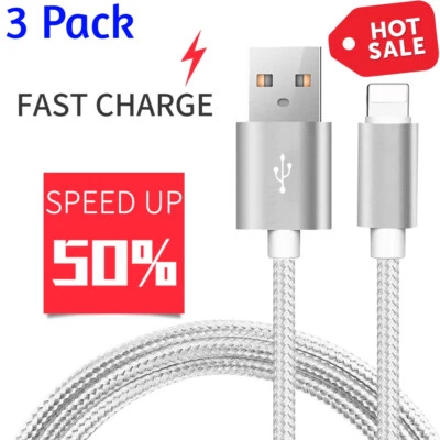 $4.99 • Buy For IPhone X 8 7 Plus Charger Extra Long High Speed Nylon Braided Charging Cable