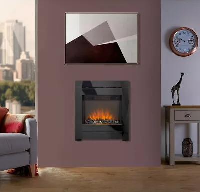 £339.49 • Buy ELECTRIC FIRE BLACK GLASS COAL FLAME REMOTE CONTROL WALL MOUNTED Or WALL INSET 