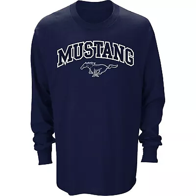 Ford Mustang Pony Navy Blue Long Sleeve Logo Tee Shirt  • $21.24