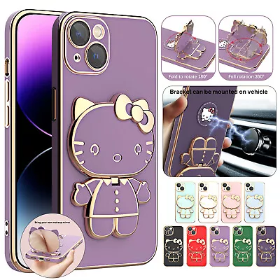 $13.24 • Buy For IPhone 14 Pro Max 13 12 11 XR Kitty Cat Stand Mirror Case Camera Lens Cover
