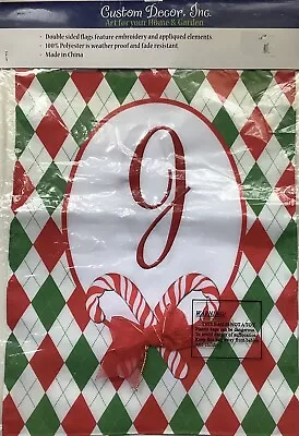 Mini Garden Christmas Flag Monogram J  Candy Canes Red Green White New • $8.45