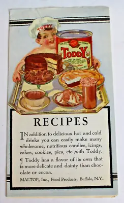 Vintage Maltop Advertising Toddy Malted Milk Powder Cookbooklet Brochure 1927 • $9.99