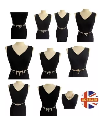 £14.99 • Buy Crystal Diamante Girls Women Waist Chain Belly Beach Saree Dress Belt/Necklace