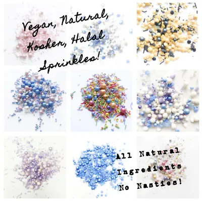 Tiny Pearls Vegan All Natural Edible Cupcake Sprinkles Mix Cake 100 & 1000s • £3.25