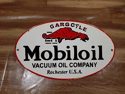 Porcelain Mobil Oil Gargoyle Enamel Metal Sign Size  20  X 12   Inches • $89.99