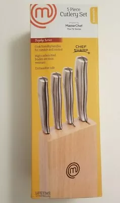 MasterChef 5-Piece Cutlery Set 6  Chef  5  Santoku Utility 3  Parer +Knife Block • $60